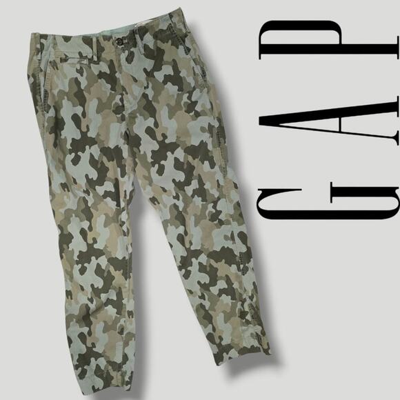 GAP Women’s Green Camo High Rise Straight Khaki Pants – Size 6 - Picture 8 of 8